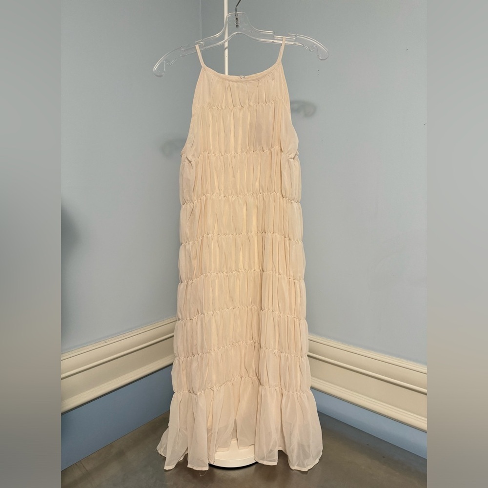Fanpn - rouched tiered sheer midi dress - Picture 2 of 14